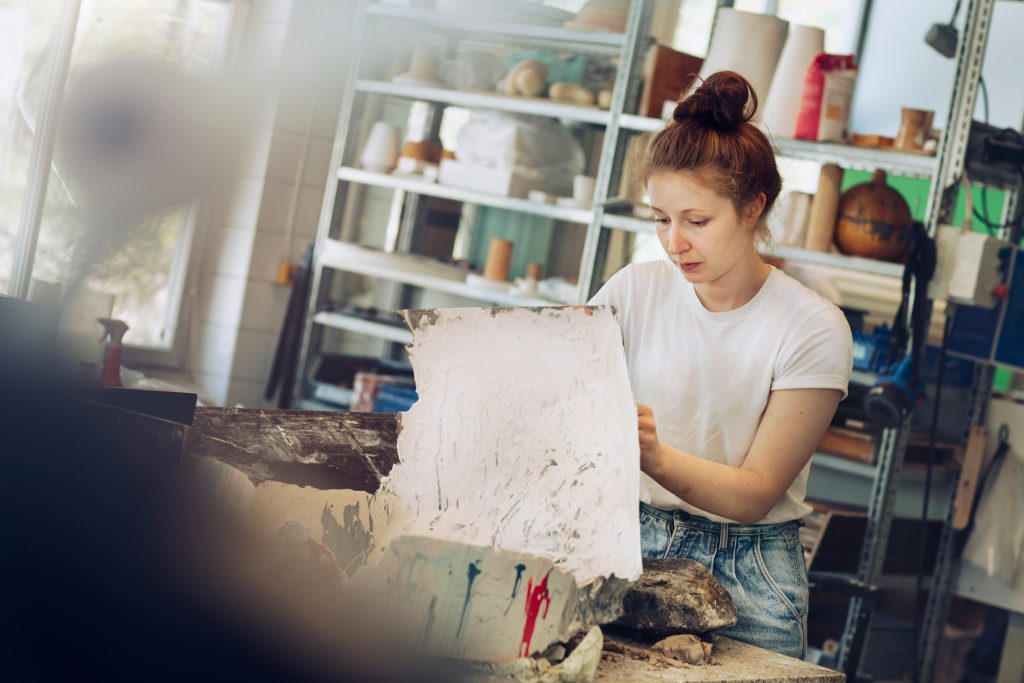 Woman working in an art Studio