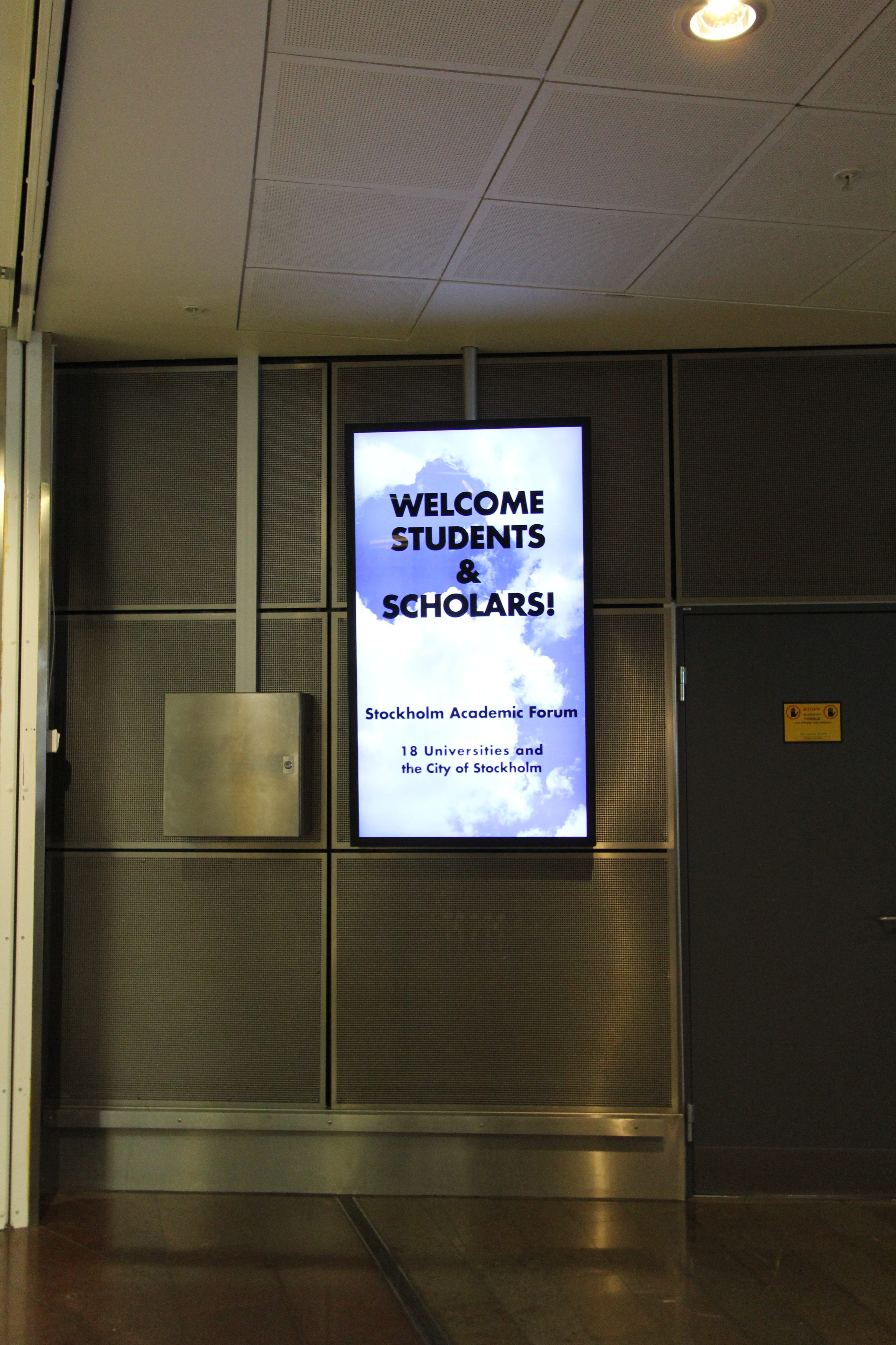 Student and scholar welcome signs at Arlanda Airport