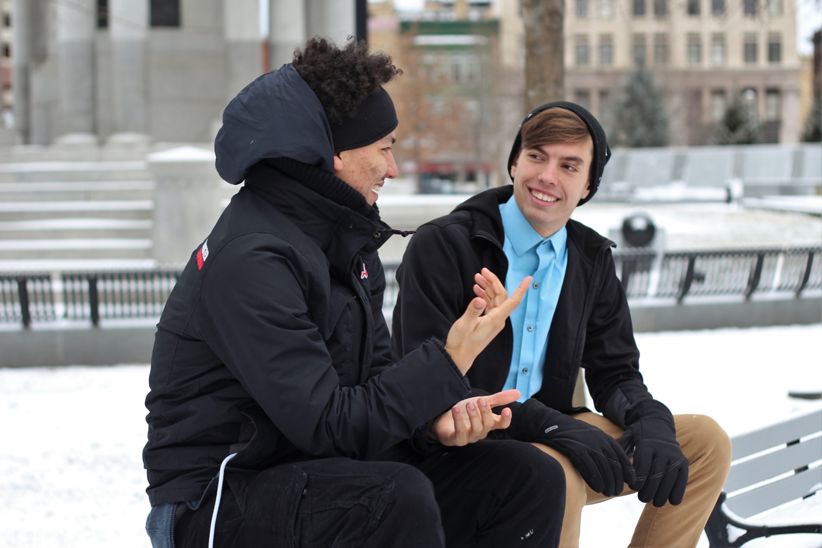 two guys talking