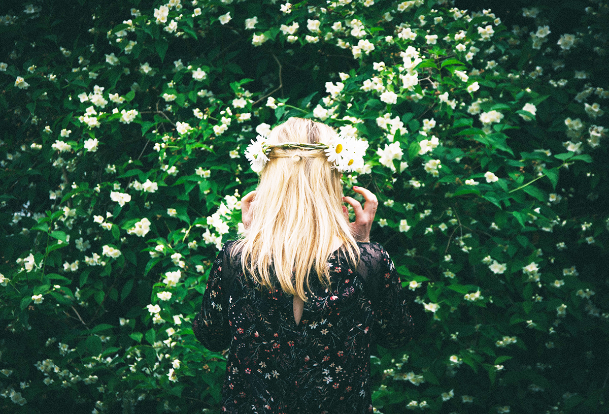 A girl with a flower crown